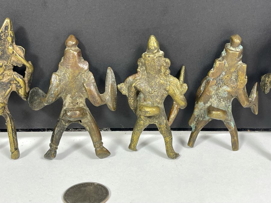 Collection Of Six Old Handmade Bronze Alloy Figurines Sculptures Apx 3-4H [Photo 16]