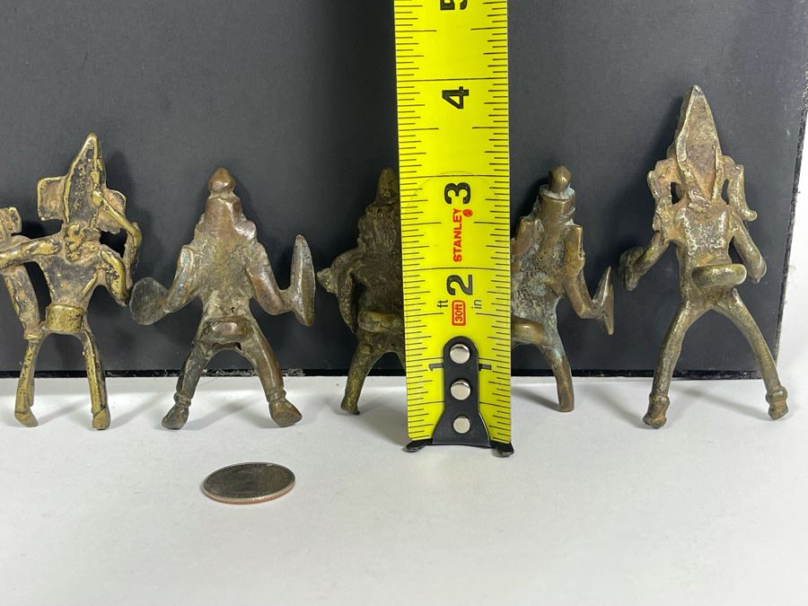 Collection Of Six Old Handmade Bronze Alloy Figurines Sculptures Apx 3-4H [Photo 20]