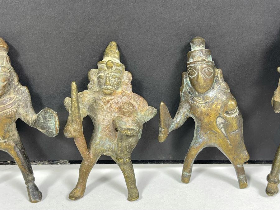 Collection Of Six Old Handmade Bronze Alloy Figurines Sculptures Apx 3-4H [Photo 7]