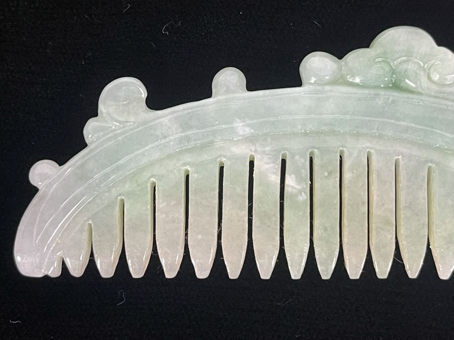 Vintage Carved Jade Jadeite Dragon Comb 4.5W X 1.5H [Photo 11]