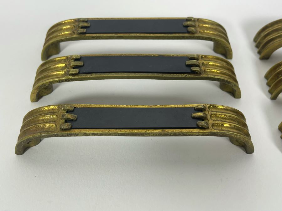 Set Of Six Art Deco Hardware Pulls With Screws 4.5W [Photo 3]