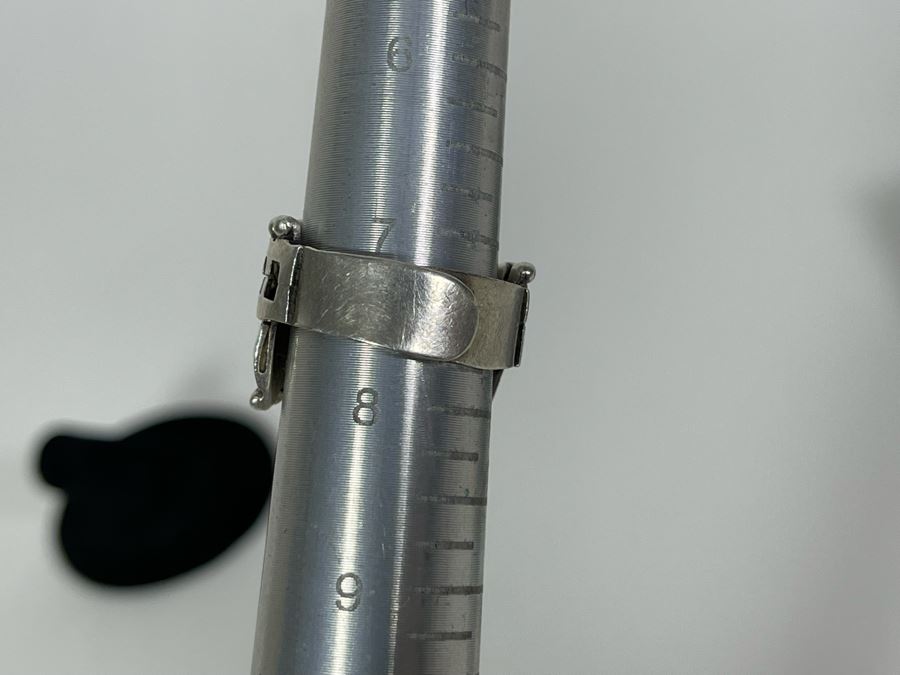 Signed Sterling Silver Mexican Poison Ring Size 7.5 9.8g [Photo 12]