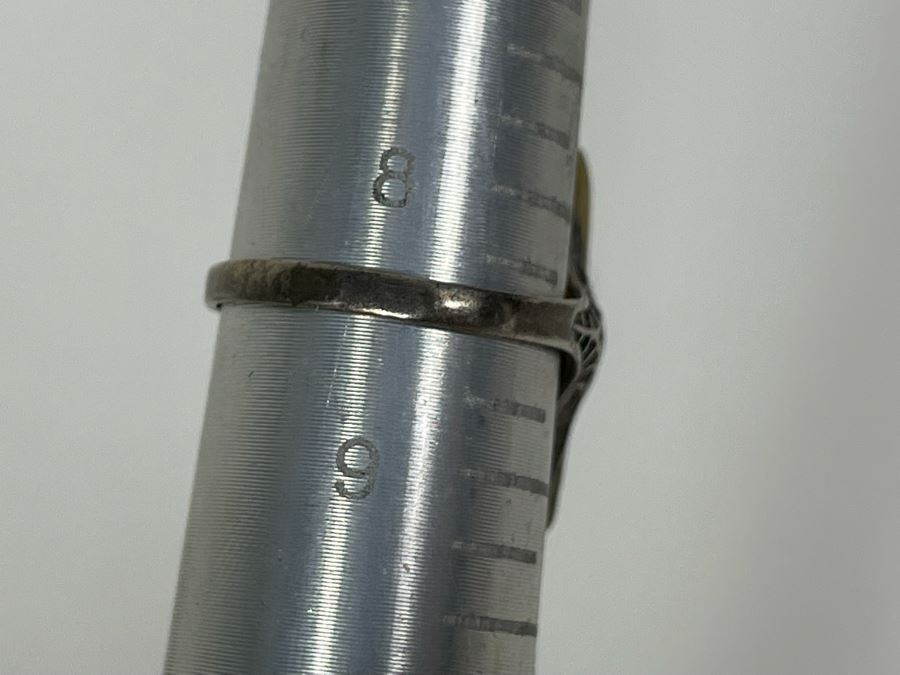 Vintage Sterling Silver Mother Of Pearl Ring Size 8.5 3.1g [Photo 12]