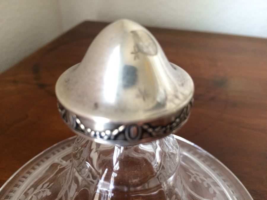 Hawkes Etched Glass Jar/Urn Sterling Finial and Foot [Photo 13]