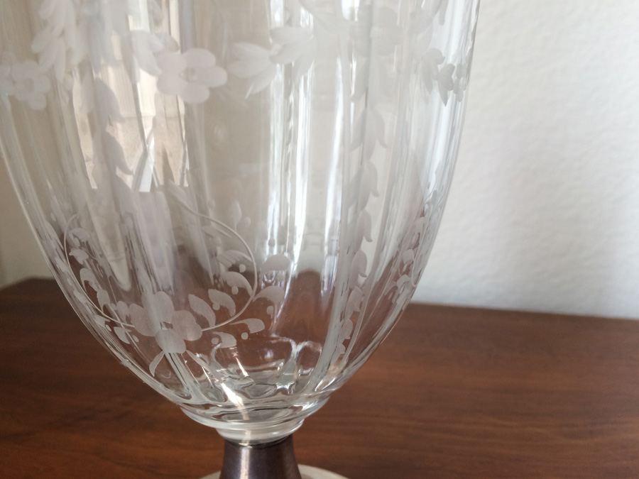 Hawkes Etched Glass Jar/Urn Sterling Finial and Foot [Photo 7]