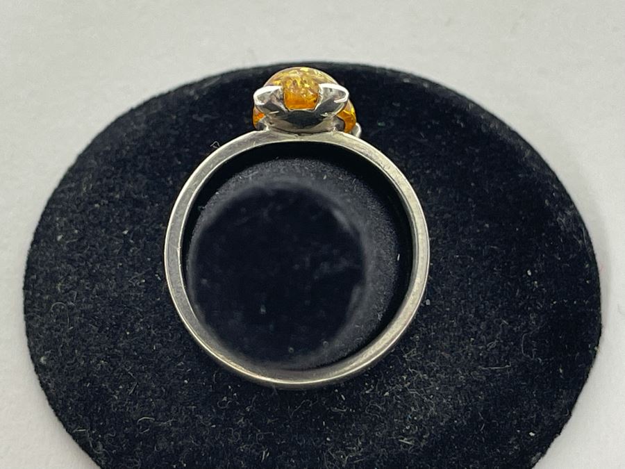 Sterling Silver Amber Ring Size 9.5 7.4g [Photo 8]