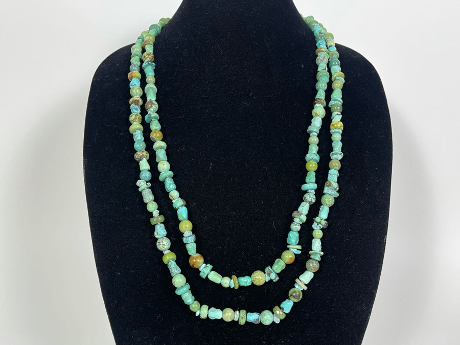 62' Very Long Turquoise Stone Necklace [Photo 5]
