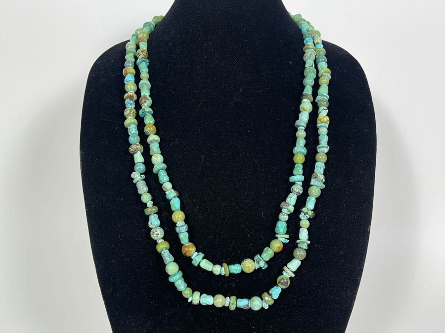 62' Very Long Turquoise Stone Necklace [Photo 4]