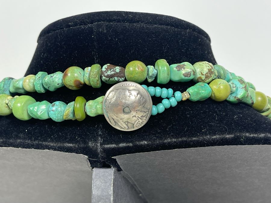 62' Very Long Turquoise Stone Necklace [Photo 3]