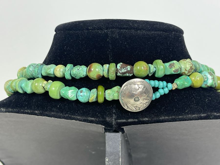 62' Very Long Turquoise Stone Necklace [Photo 10]