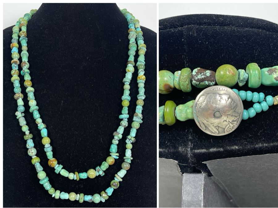 62' Very Long Turquoise Stone Necklace [Photo 1]