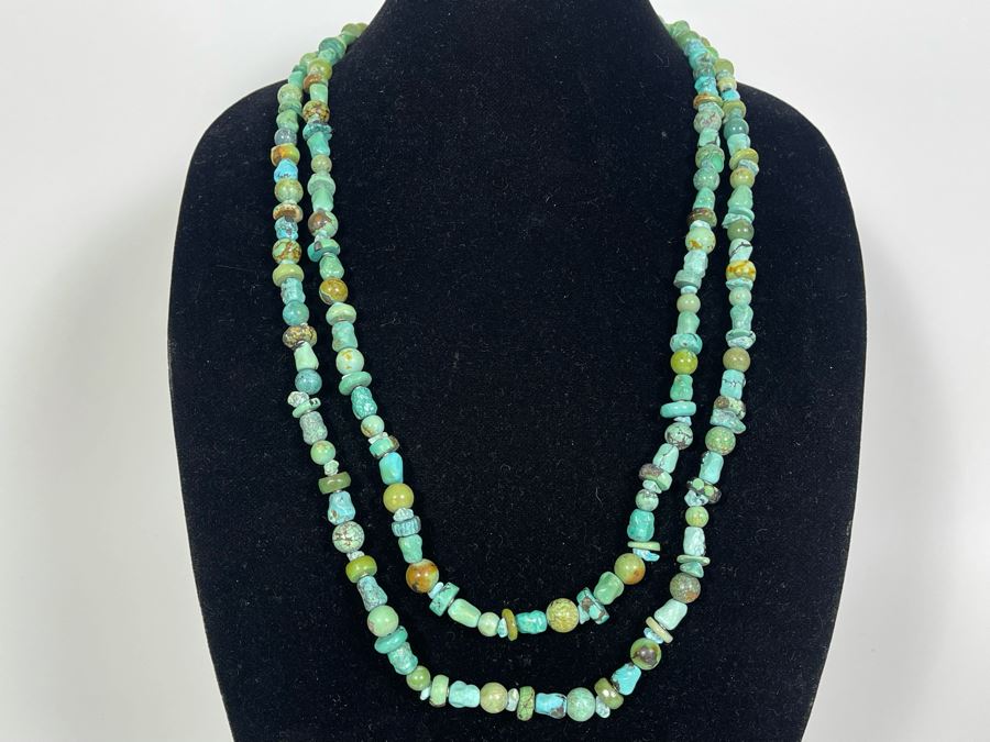 62' Very Long Turquoise Stone Necklace