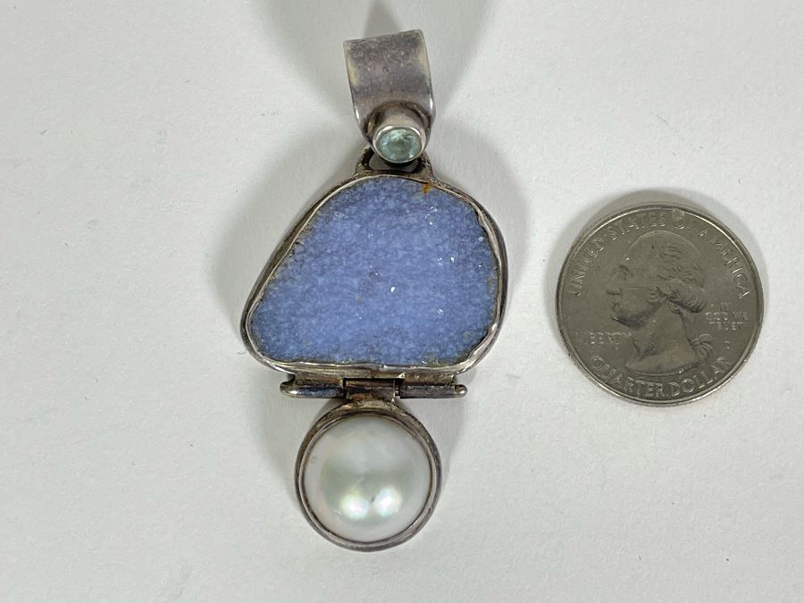 Sterling Silver Multi-Stone Pearl Pendant 17.1g [Photo 2]