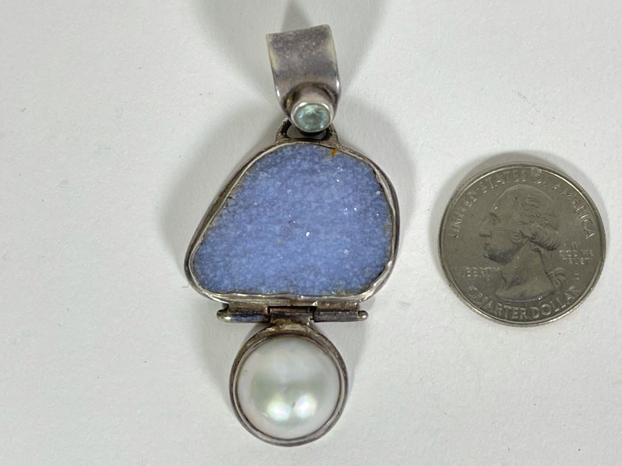 Sterling Silver Multi-Stone Pearl Pendant 17.1g [Photo 1]