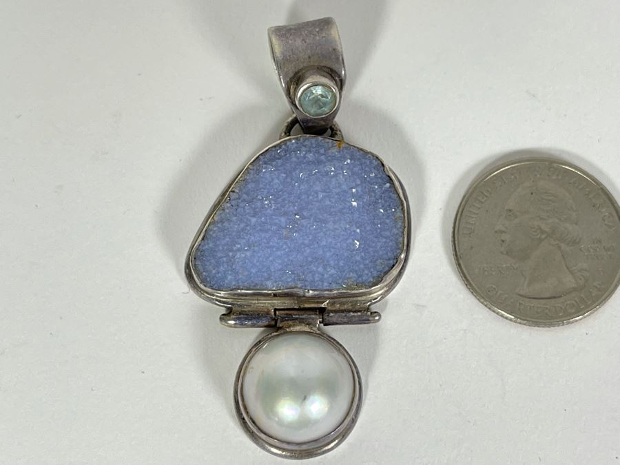 Sterling Silver Multi-Stone Pearl Pendant 17.1g [Photo 3]