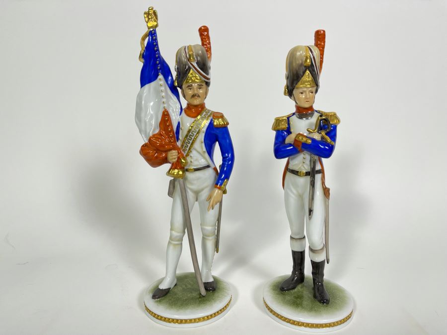 Pair Of Kaiser Germany Hand-Painted French Soldiers 9H