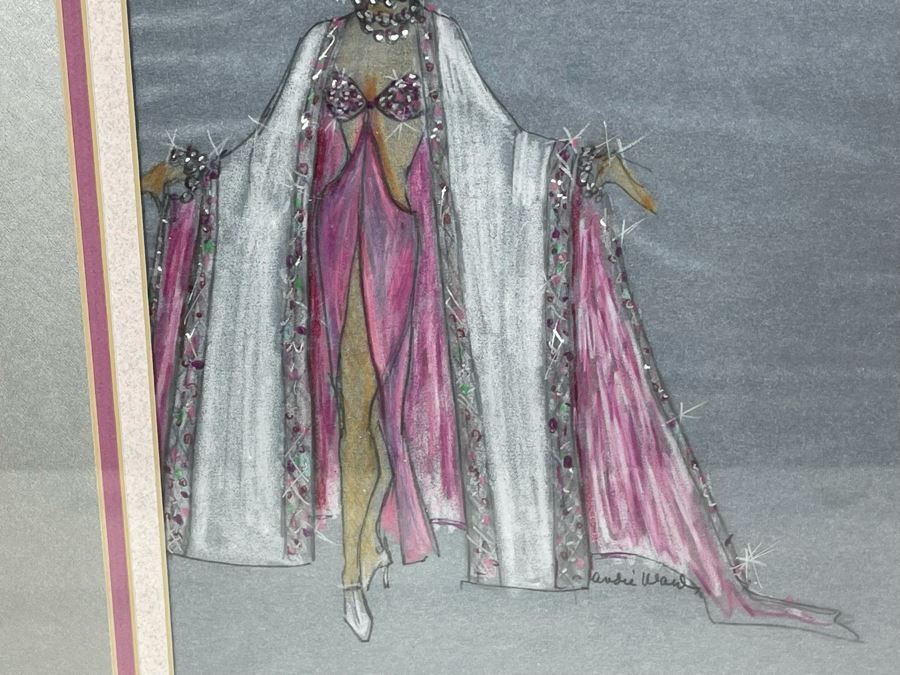 Original Theater Costume Design Sketch From Theatre Memphis' Production Of Follies Titled 'A Lovers Eyes Are Jewels' Signed Andie Ward Framed 18.5 X 21 [Photo 6]