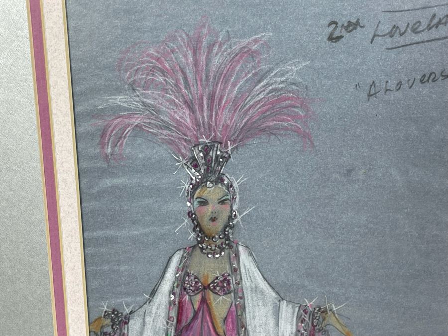 Original Theater Costume Design Sketch From Theatre Memphis' Production Of Follies Titled 'A Lovers Eyes Are Jewels' Signed Andie Ward Framed 18.5 X 21 [Photo 4]