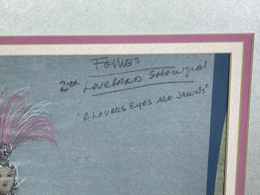 Original Theater Costume Design Sketch From Theatre Memphis' Production Of Follies Titled 'A Lovers Eyes Are Jewels' Signed Andie Ward Framed 18.5 X 21 [Photo 3]