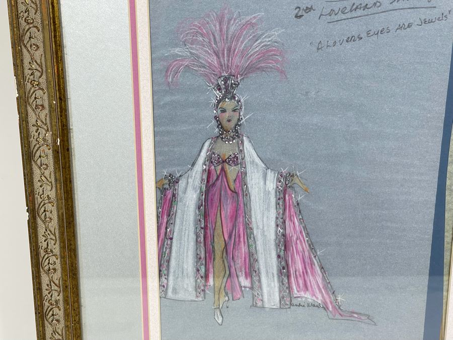 Original Theater Costume Design Sketch From Theatre Memphis' Production Of Follies Titled 'A Lovers Eyes Are Jewels' Signed Andie Ward Framed 18.5 X 21 [Photo 7]