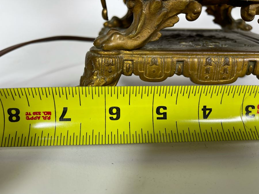 Impressive Pair Of French Table Lamps (Working) With Handpainted Porcelain And Gilt Bronze (Note Both Lamps Have Slight Cracks In Metal) 7W X 24H [Photo 22]