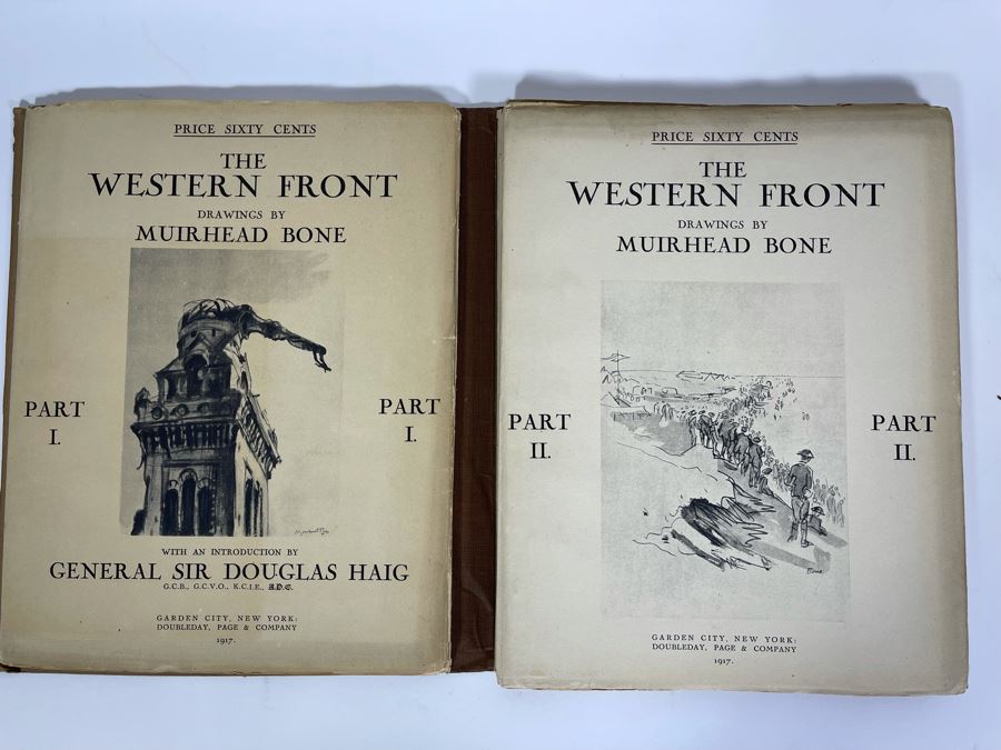 Antique 1917 Book The Western Front Drawings By Muirhead Bone Volume One Parts I-V [Photo 7]
