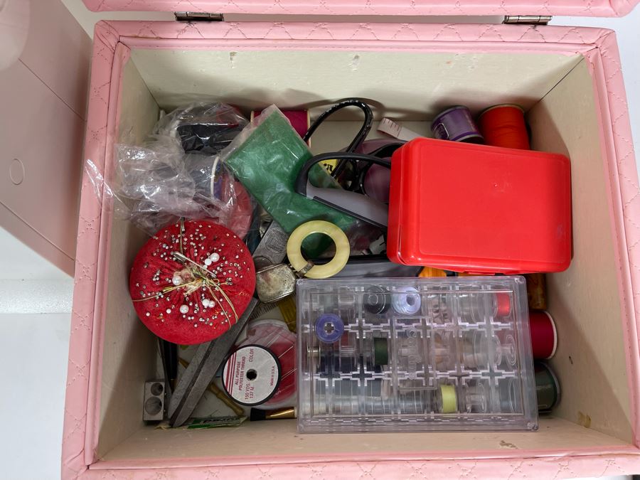 PFAFF Hobby 1142 Sewing Machine (Missing Electrical Cord) With Box Of Sewing Supplies [Photo 6]