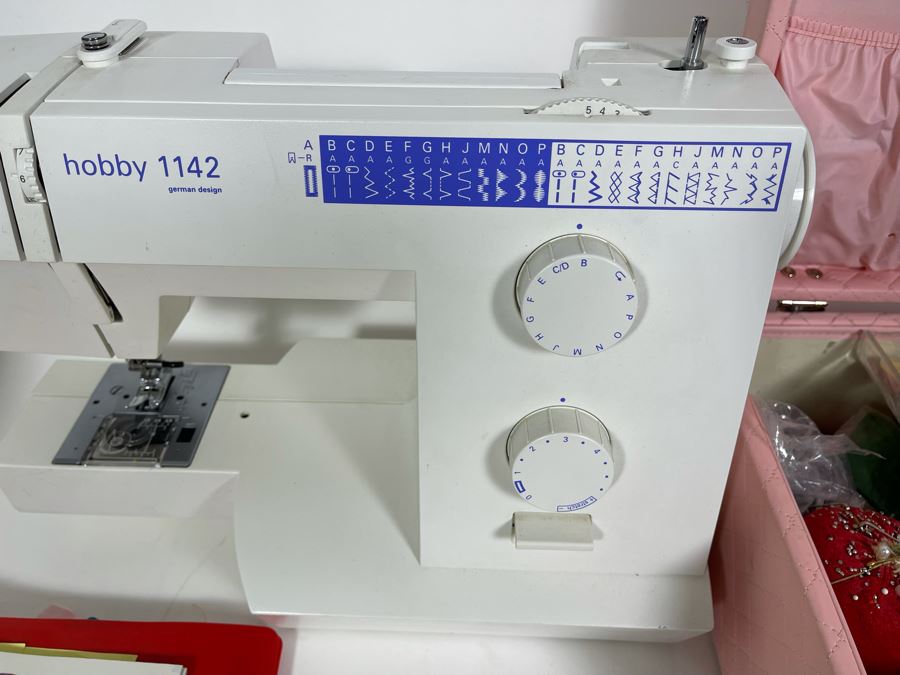 PFAFF Hobby 1142 Sewing Machine (Missing Electrical Cord) With Box Of Sewing Supplies [Photo 8]