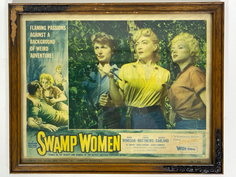 Framed Vintage 1956 Lobby Card For The Movie 'Swamp Women' Featuring Carole Mathews 14 X 11
