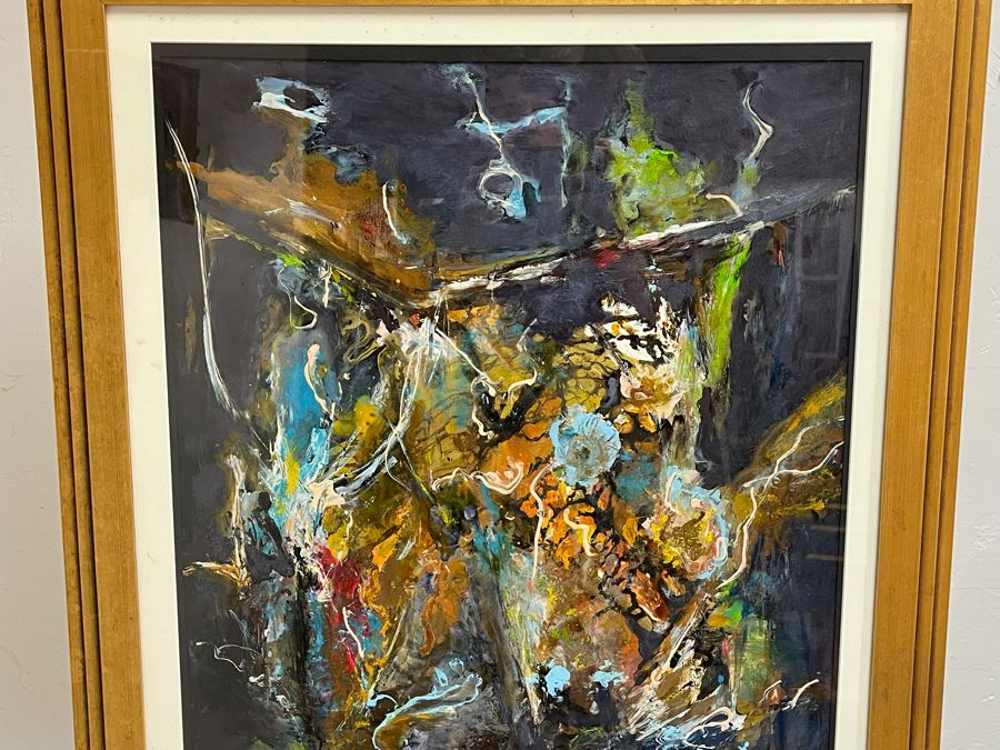 Framed Original Joan Lohrey Abstract Painting On Paper 30 X 36 [Photo 5]