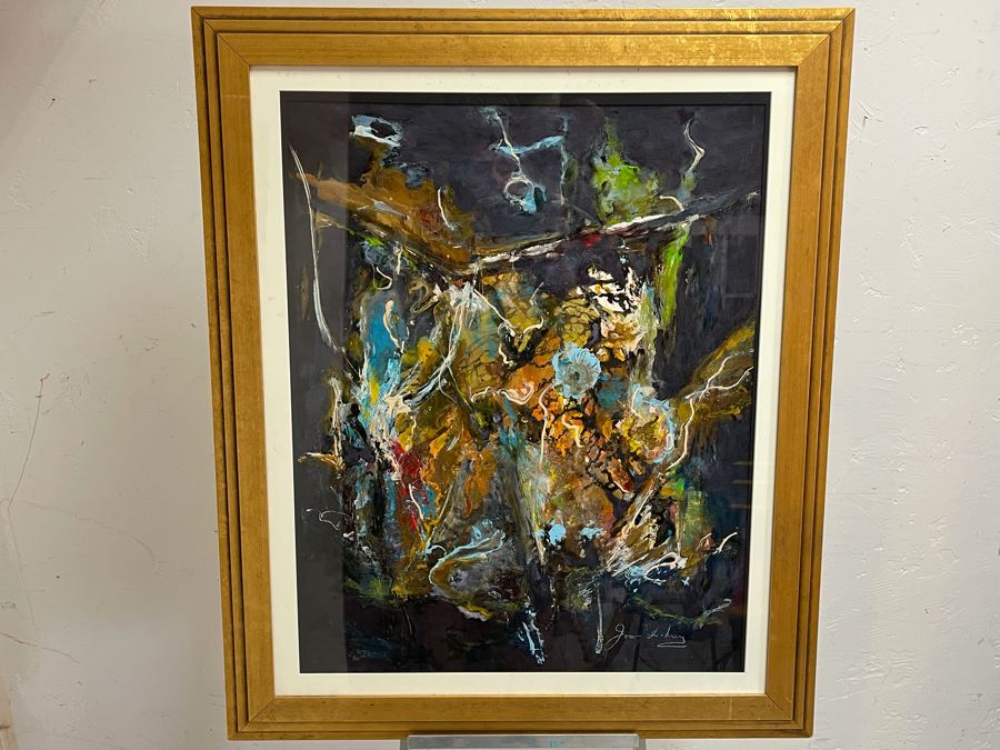 Framed Original Joan Lohrey Abstract Painting On Paper 30 X 36 [Photo 2]