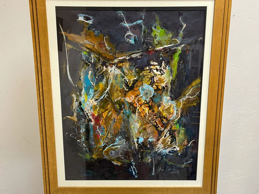 Framed Original Joan Lohrey Abstract Painting On Paper 30 X 36 [Photo 3]