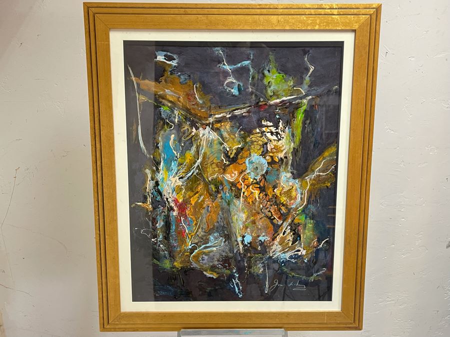 Framed Original Joan Lohrey Abstract Painting On Paper 30 X 36 [Photo 1]
