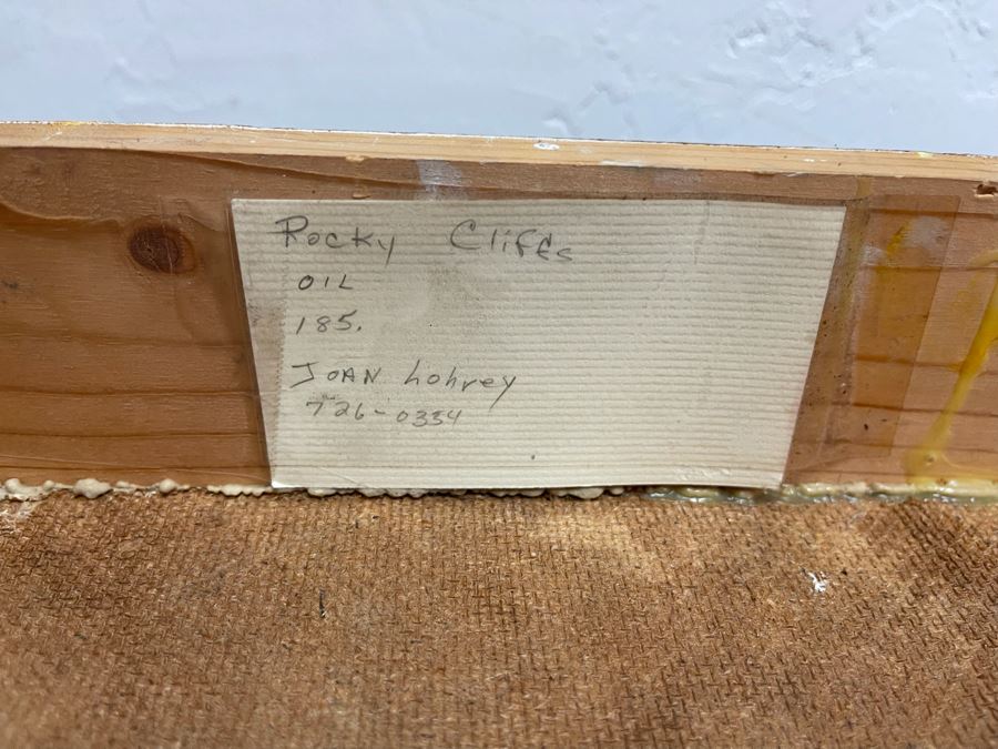 Original Joan Lohrey Abstract Oil Painting On Board Titled 'Rocky Cliffs' 20 X 20 [Photo 10]