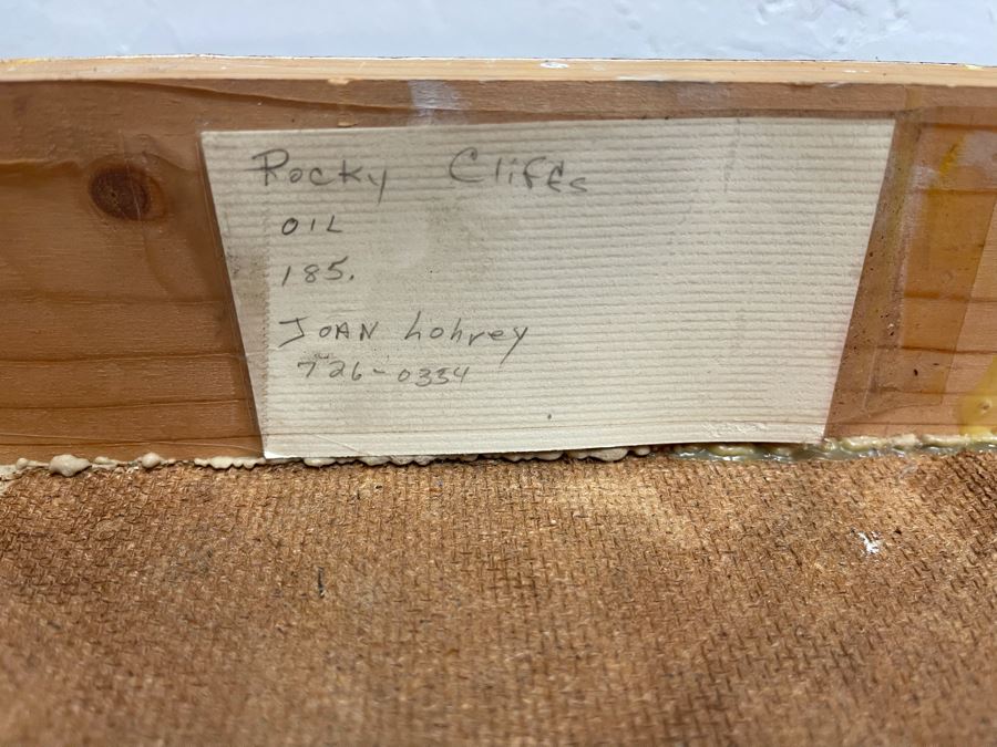 Original Joan Lohrey Abstract Oil Painting On Board Titled 'Rocky Cliffs' 20 X 20 [Photo 11]