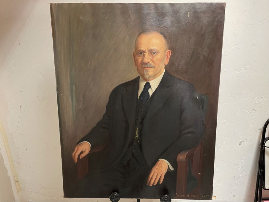 Vintage 1933 Original Jaccob Binder Portrait On Canvas 33 X 41 [Photo 10]