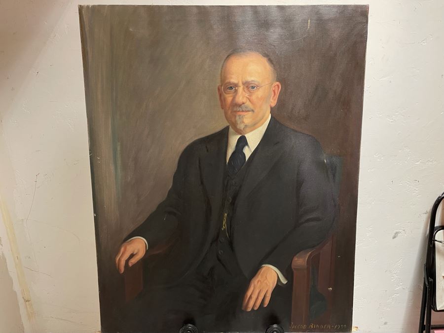 Vintage 1933 Original Jaccob Binder Portrait On Canvas 33 X 41 [Photo 2]