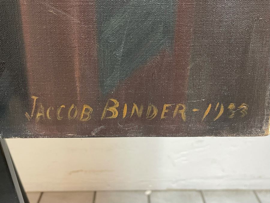 Vintage 1933 Original Jaccob Binder Portrait On Canvas 33 X 41 [Photo 5]