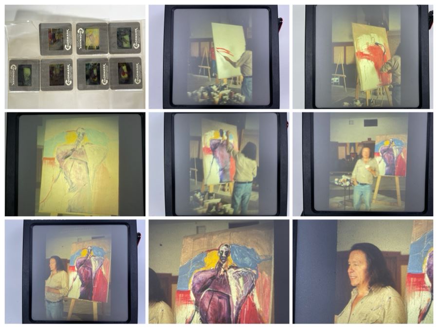 Original Set Of Seven Slides Showing Native American Artist Fritz Scholder's Progression Of Painting Photographed By Jean Klafs