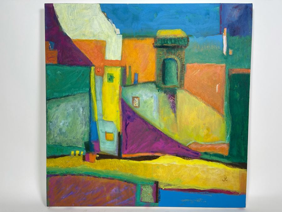 Original Jean Klafs Mixed Media Oil Painting On Canvas 24 X 24 [Photo 2]