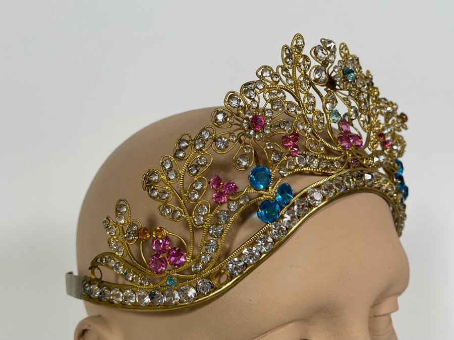 Adjustable Tiara With Rhinestones Crystals [Photo 10]