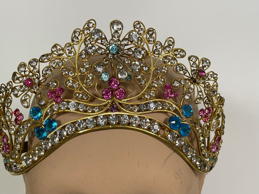 Adjustable Tiara With Rhinestones Crystals [Photo 4]