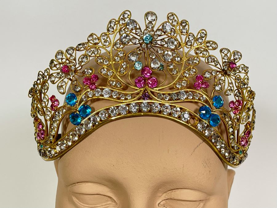 Adjustable Tiara With Rhinestones Crystals