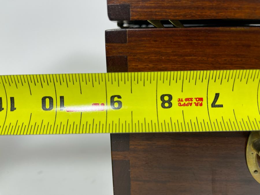 Vintage Chinese Hong Kong Wooden Jewelry Box With Brass Accents And Lock 14W X 9D X 9H [Photo 18]