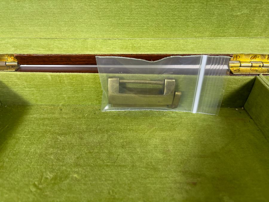 Vintage Chinese Hong Kong Wooden Jewelry Box With Brass Accents And Lock 14W X 9D X 9H [Photo 13]