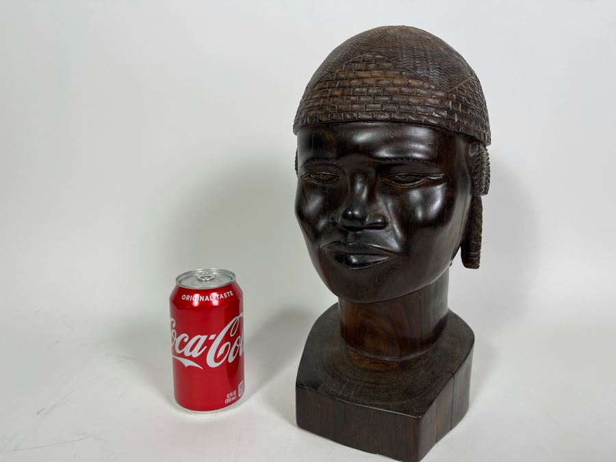 Vintage African Carved Ironwood Lifesize Bust Of Man Signed Antandroy 6.5W X 7D X 13.5H [Photo 11]
