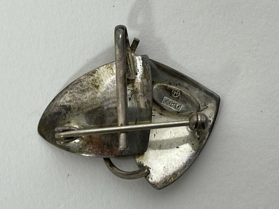 Pair Of Sterling Silver Bangle Bracelets, Sterling Silver Pendant And Sterling Silver Brooch Pin 38.9g [Photo 8]