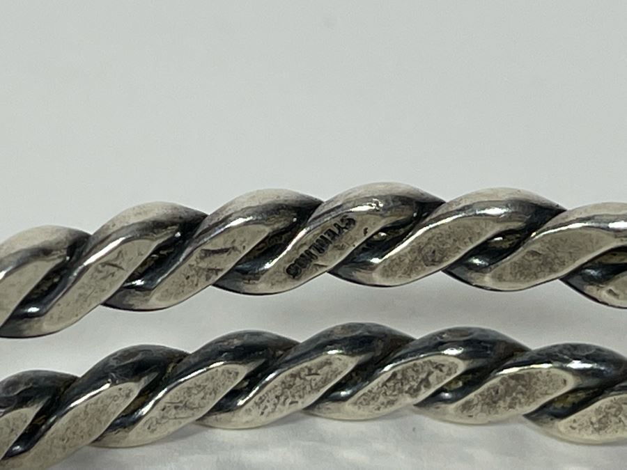 Sterling Silver Bracelet 2.5W 32.8g With Pair Of Turquoise Chunks [Photo 5]