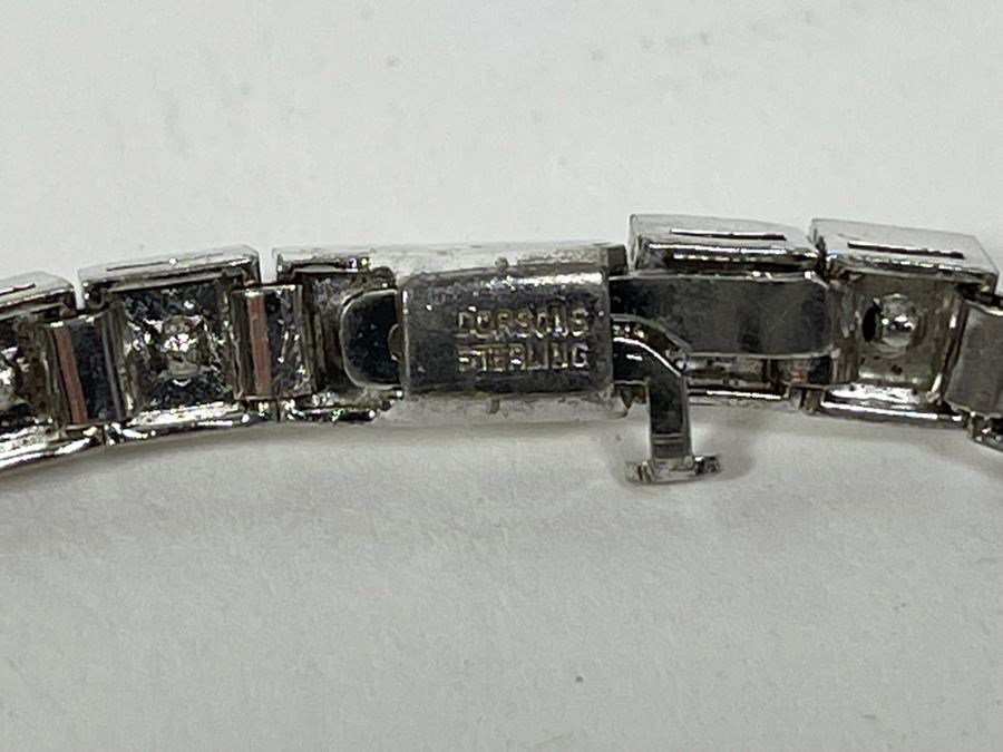 Vintage Art Deco Dorsons Sterling Silver Rhinestone 7' Bracelet 21g [Photo 8]