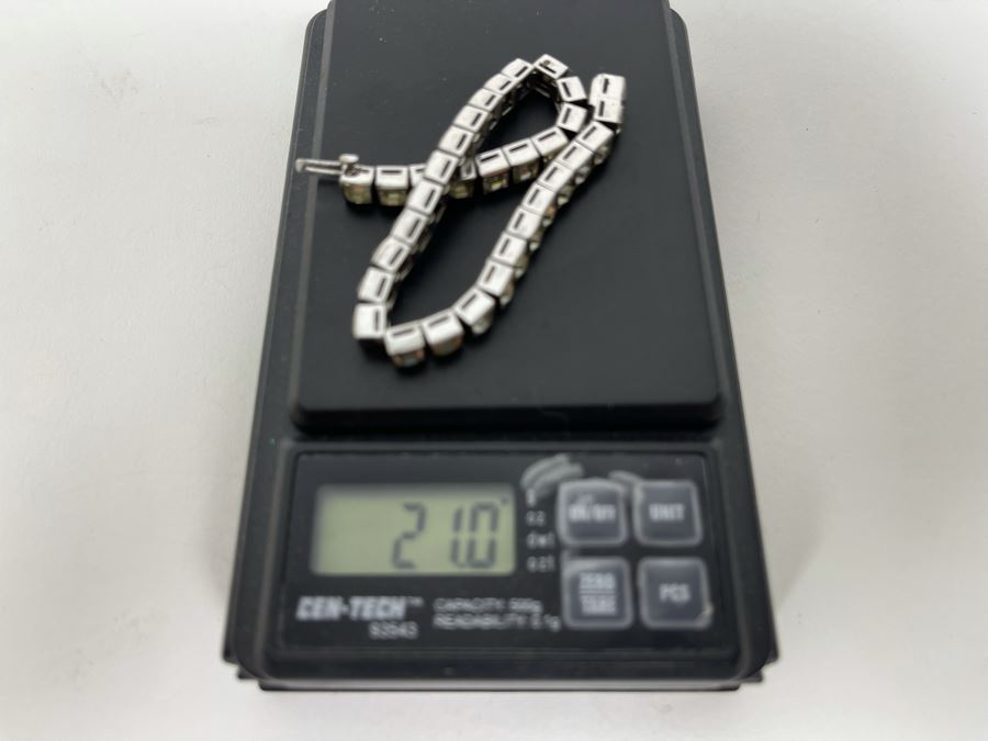 Vintage Art Deco Dorsons Sterling Silver Rhinestone 7' Bracelet 21g [Photo 10]